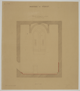 217154 Doorsnede (van west naar oost) van het noordelijke zijvak van de Michaelskapel van de Domtoren te Utrecht, met ...